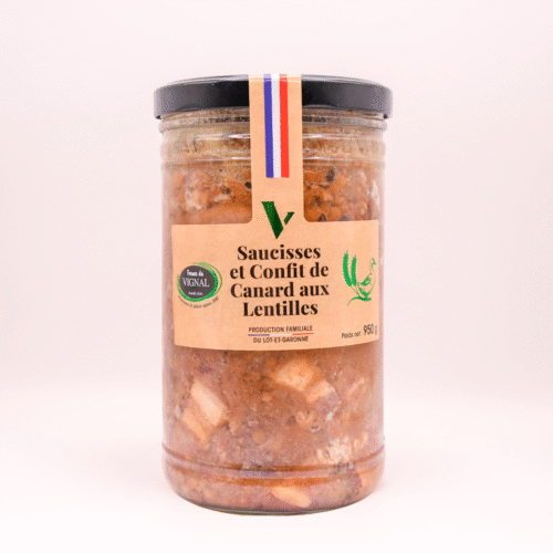 Saucisse, lentilles et confit de Canard 950g
