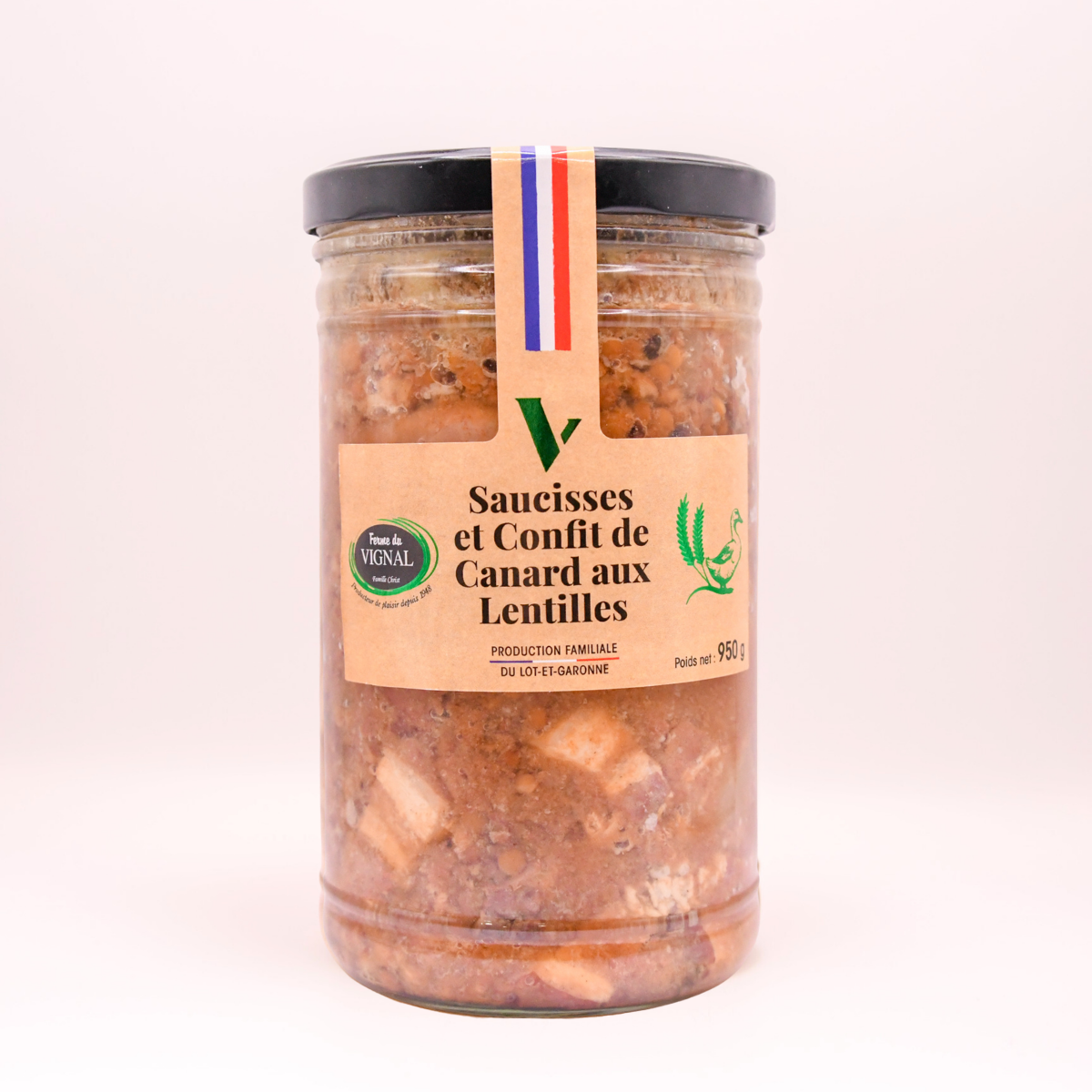 Saucisse, lentilles et confit de Canard 950g