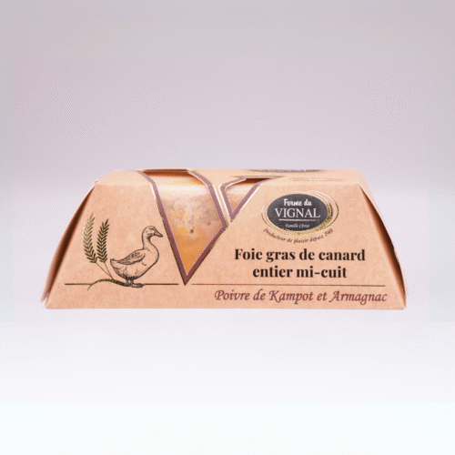 Foie gras de Canard mi-cuit au poivre de Kampot & Armagnac – 200g