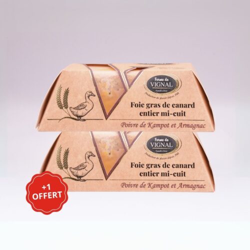 Lot de 3 Foie gras de Canard mi-cuit au poivre de Kampot & Armagnac – 200g